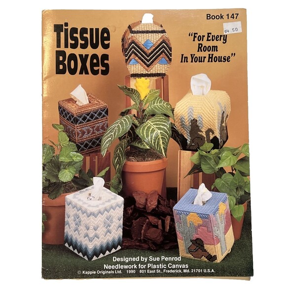 Kappie Originals PLASTIC CANVAS Needlework Tissue Boxes 5 Southwest Patterns - Picture 1 of 2